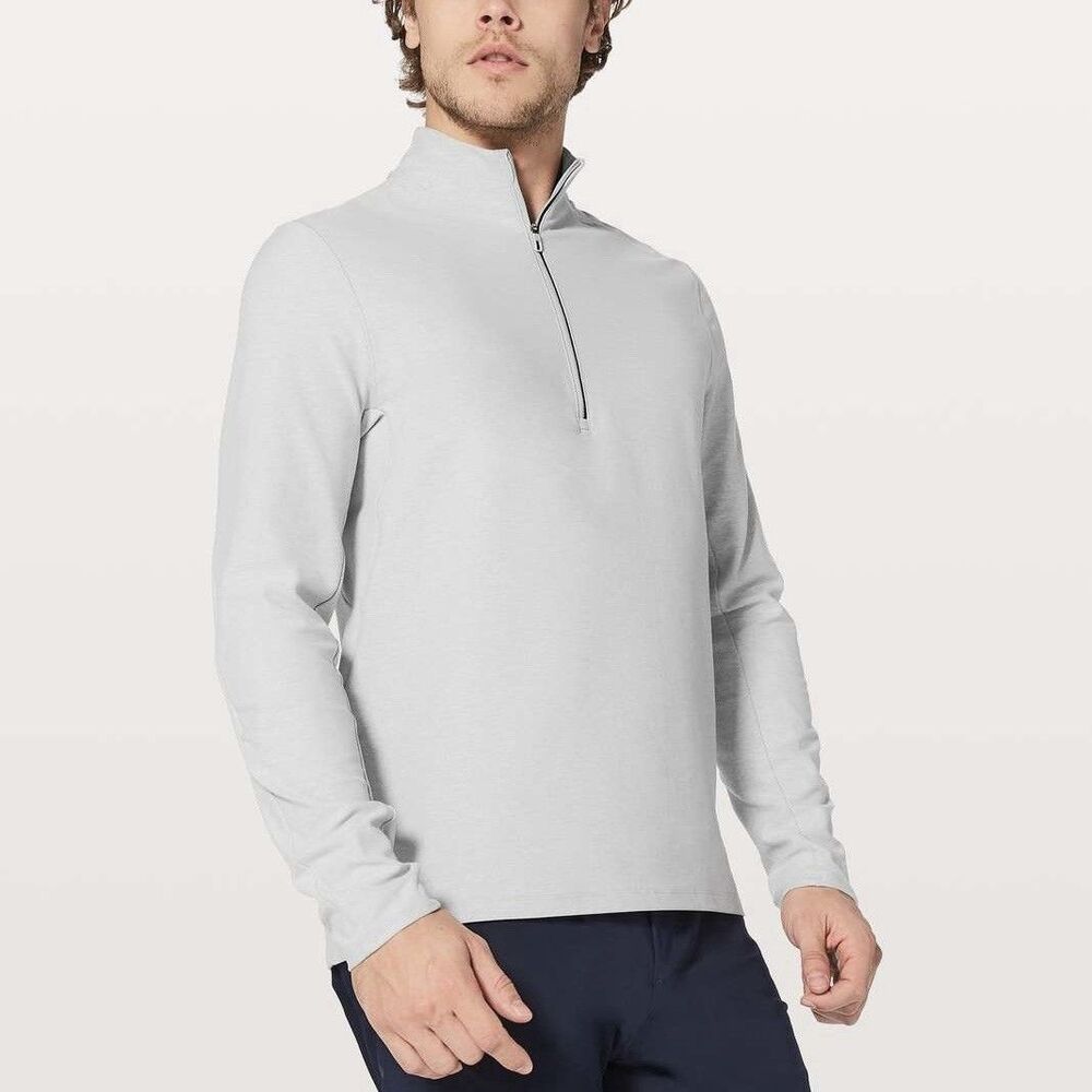 Lululemon Men’s Surge Warm Half-Zip Heathered Sea Salt Gray Large